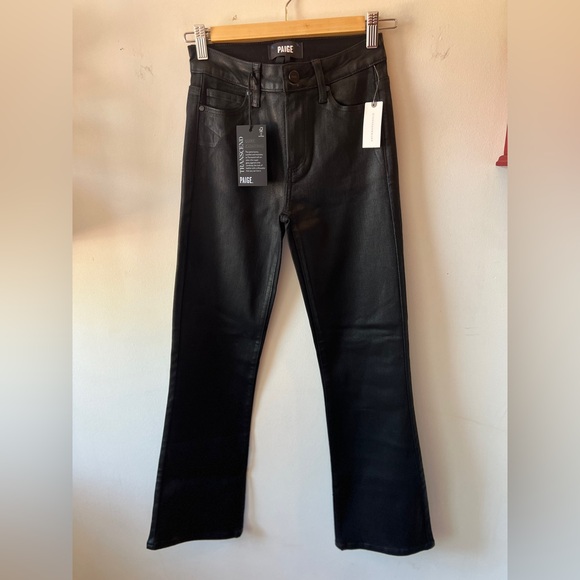 Paige Claudine Luxe Coating Black Jeans 23 BNWT - Picture 2 of 9